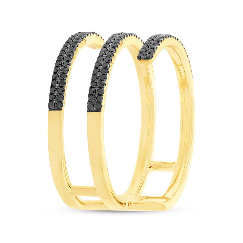 14k Yellow Gold Black Diamond Lady's Ring - 0.30ct