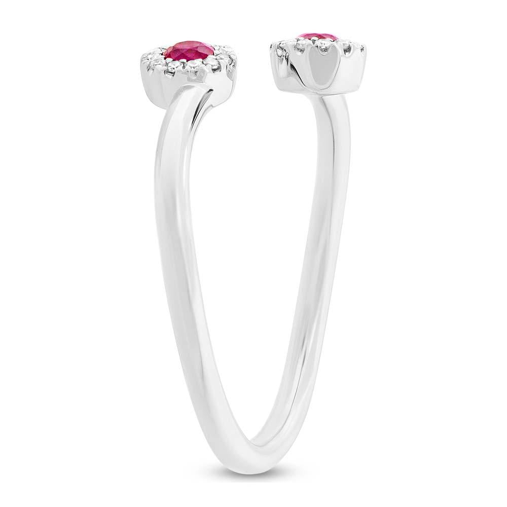 Diamond & 0.20ct Ruby 14k White Gold Lady's Ring