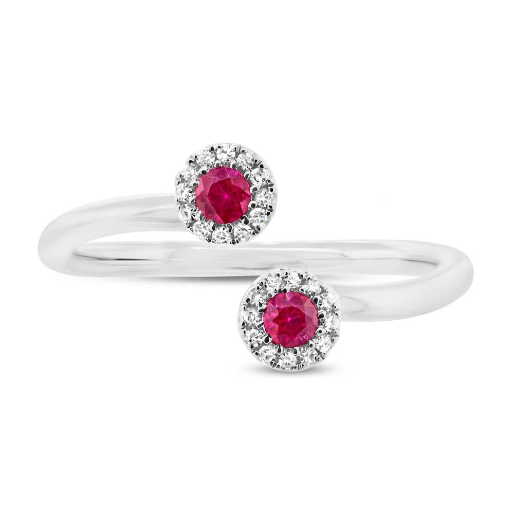 Diamond & 0.20ct Ruby 14k White Gold Lady's Ring