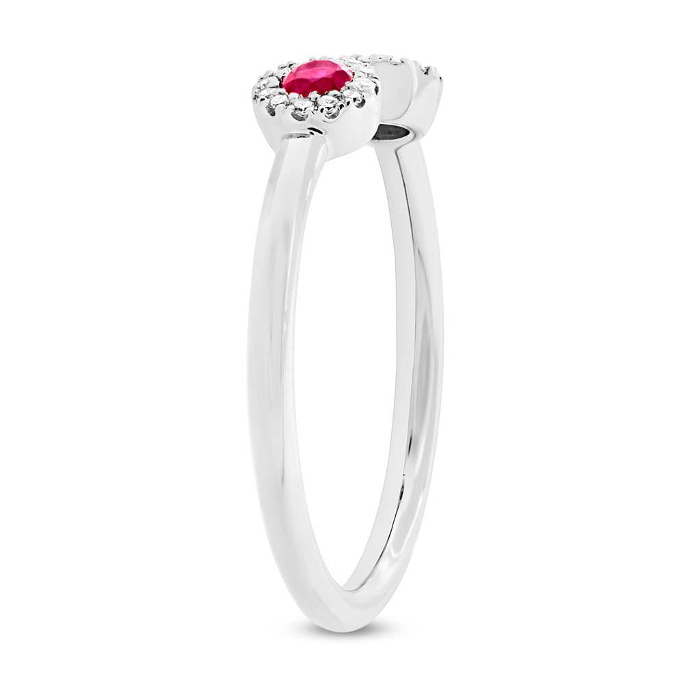 Diamond & 0.20ct Ruby 14k White Gold Lady's Ring