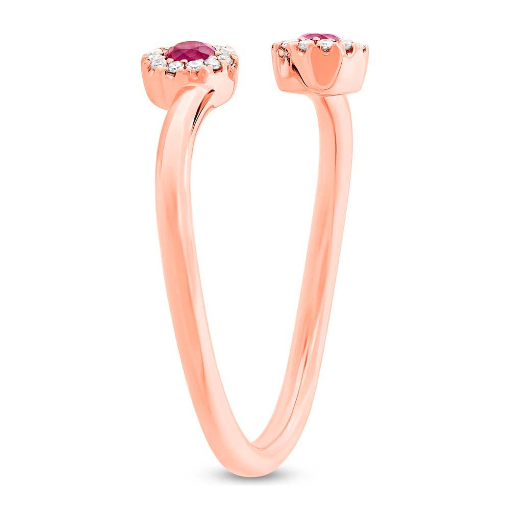 Diamond & 0.20ct Ruby 14k Rose Gold Lady's Ring