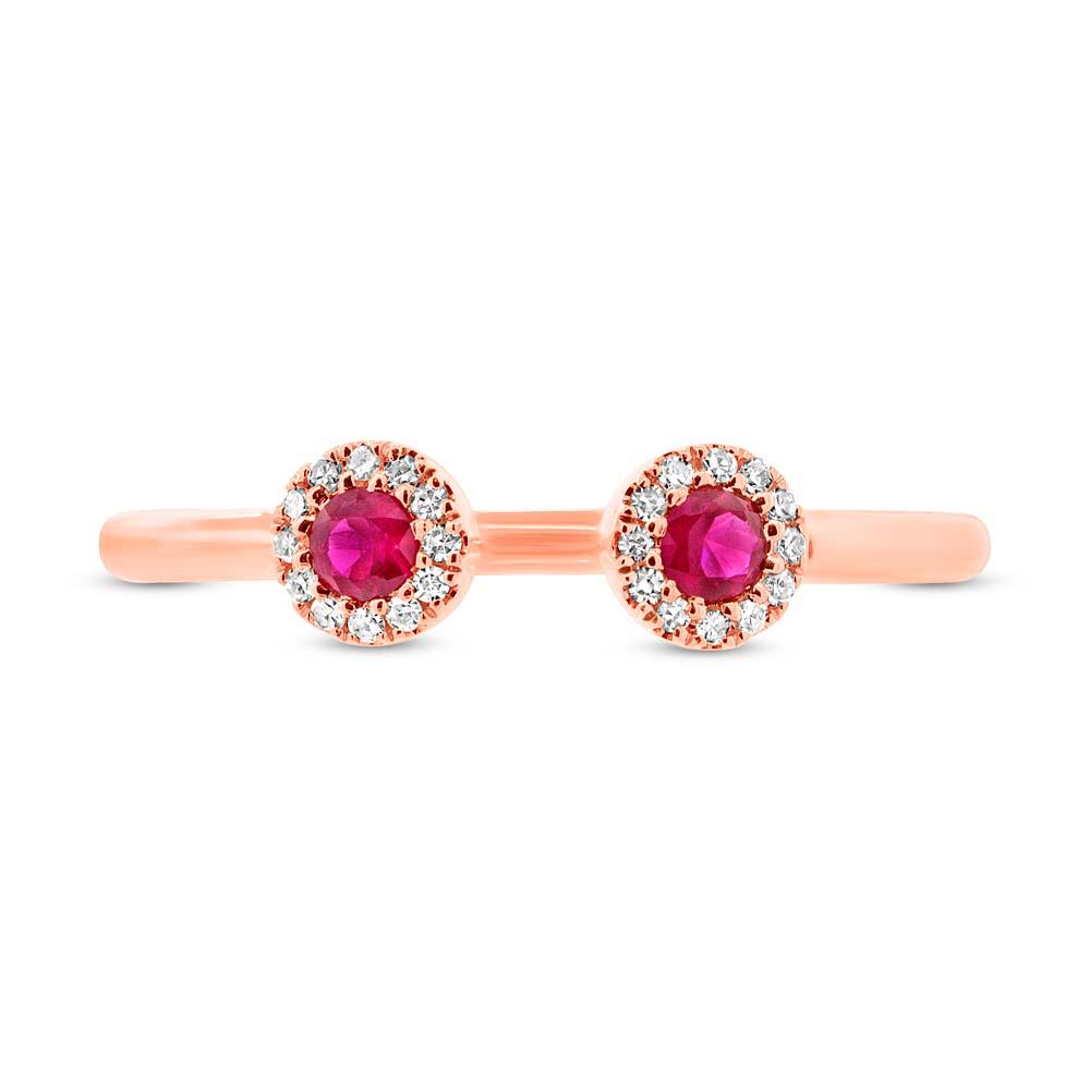 Diamond & 0.20ct Ruby 14k Rose Gold Lady's Ring