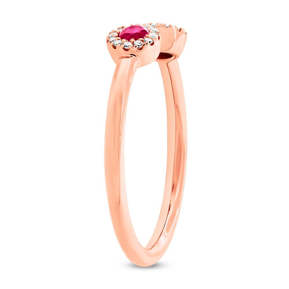 Diamond & 0.20ct Ruby 14k Rose Gold Lady's Ring