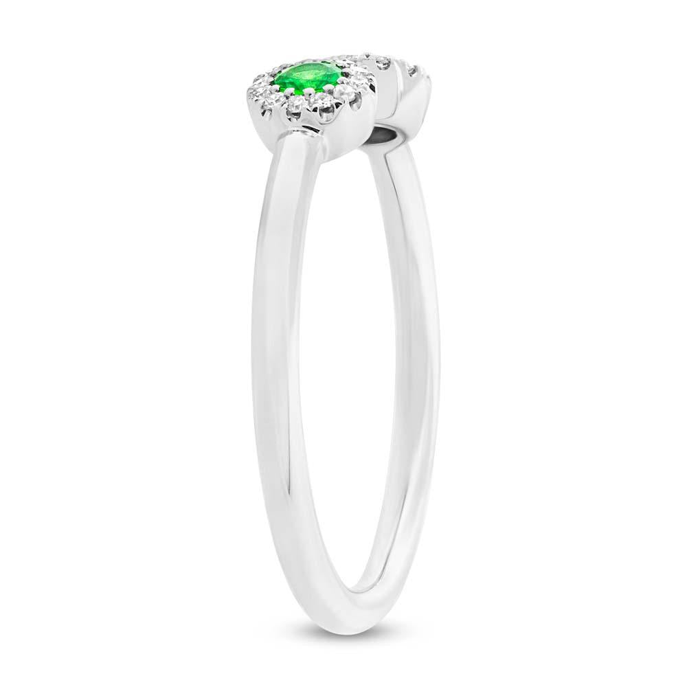 Diamond & 0.18ct Green Garnet 14k White Gold Lady's Ring - 0.07ct