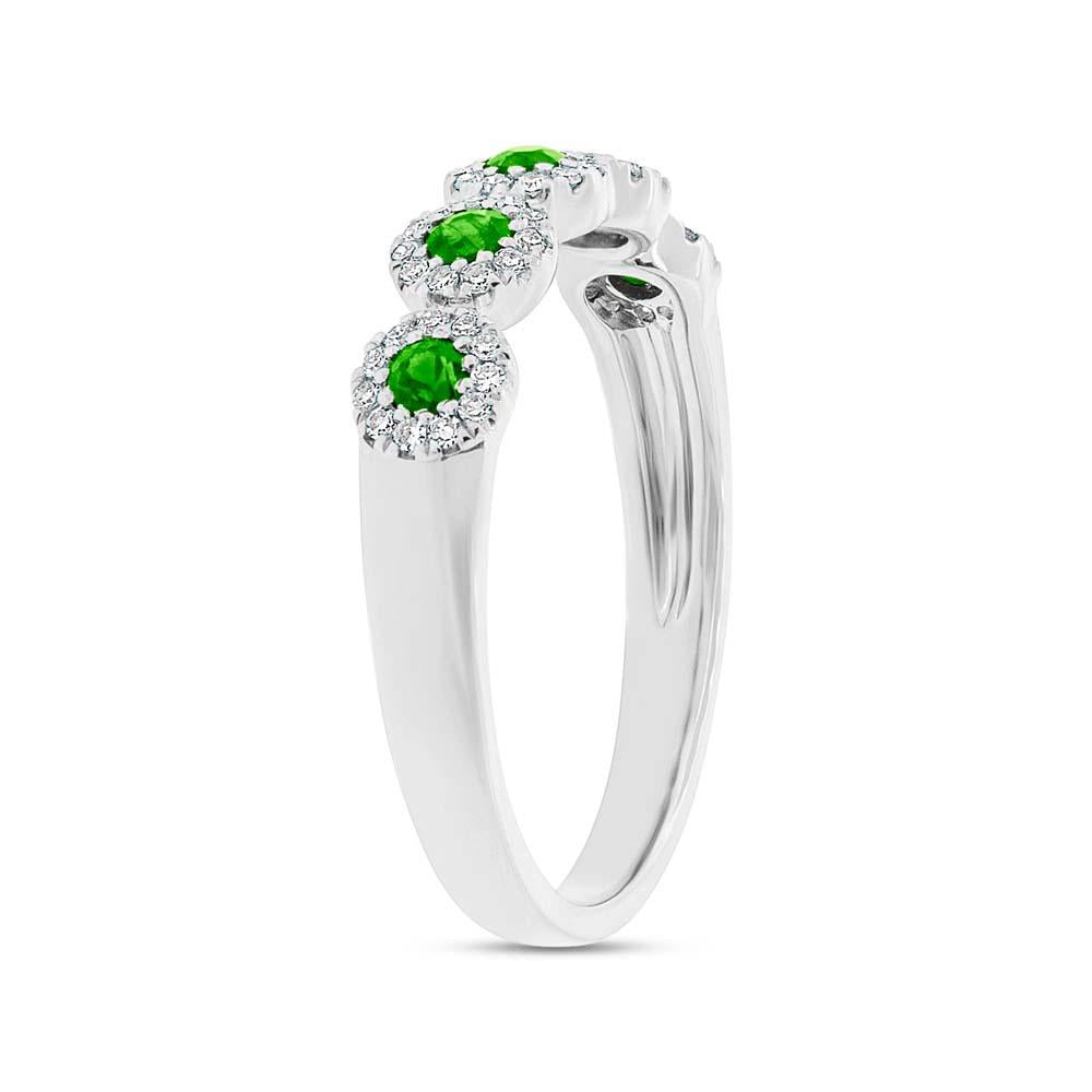 Diamond & 0.30ct Green Garnet 14k White Gold Lady's Band