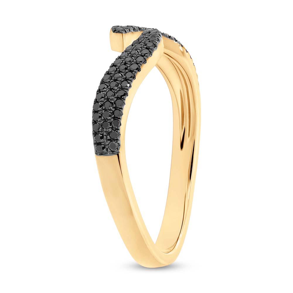 14k Yellow Gold Black Diamond Lady's Ring - 0.20ct