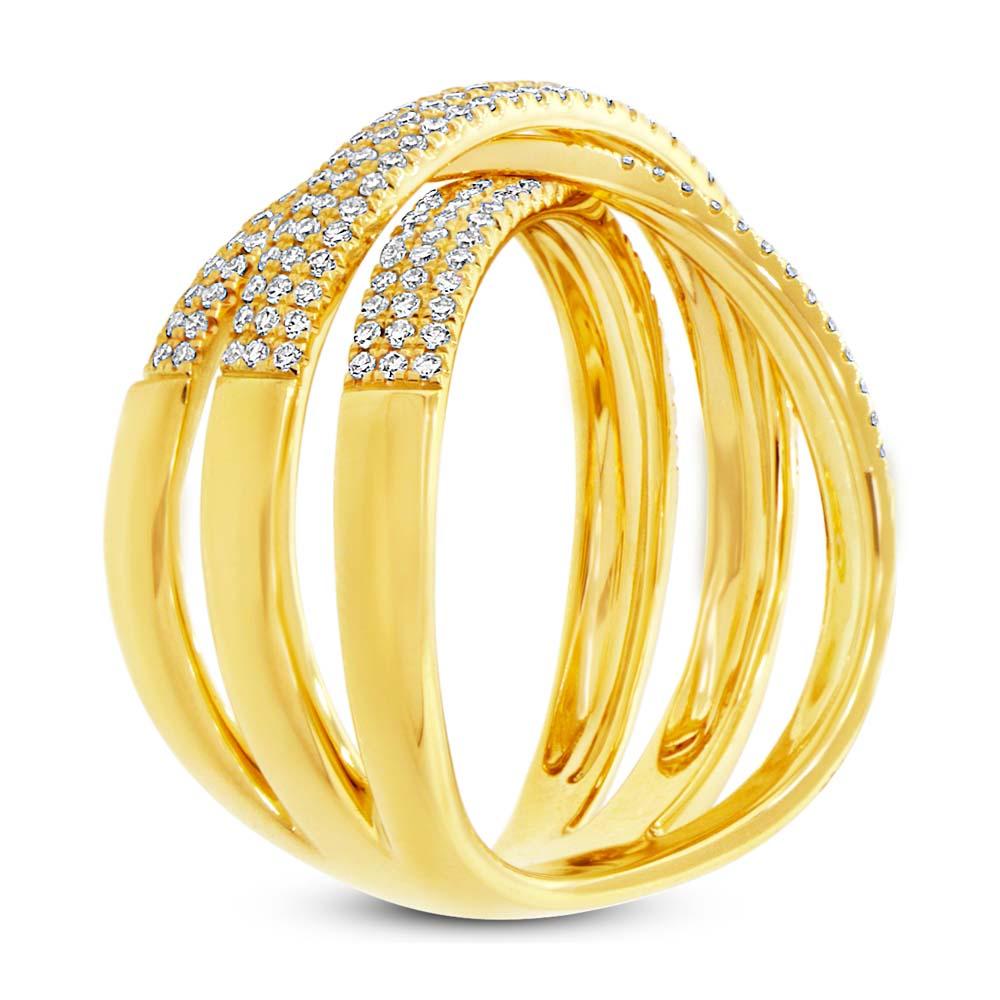 14k Yellow Gold Diamond Pave Bridge Ring - 0.60ct