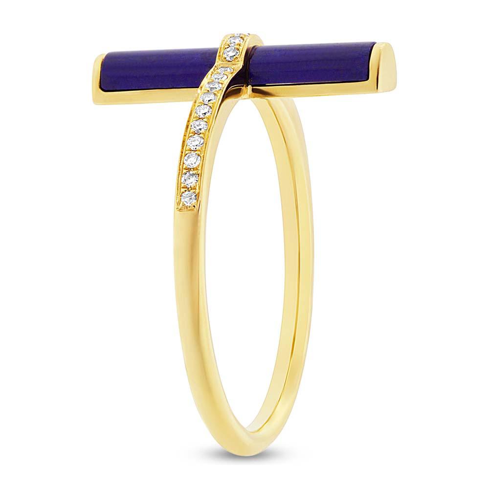 Diamond & 1.04ct Lapis 14k Yellow Gold Lady's Ring - 0.08ct