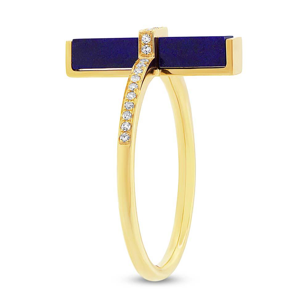 Diamond & 1.72ct Lapis 14k Yellow Gold Lady's Ring - 0.09ct