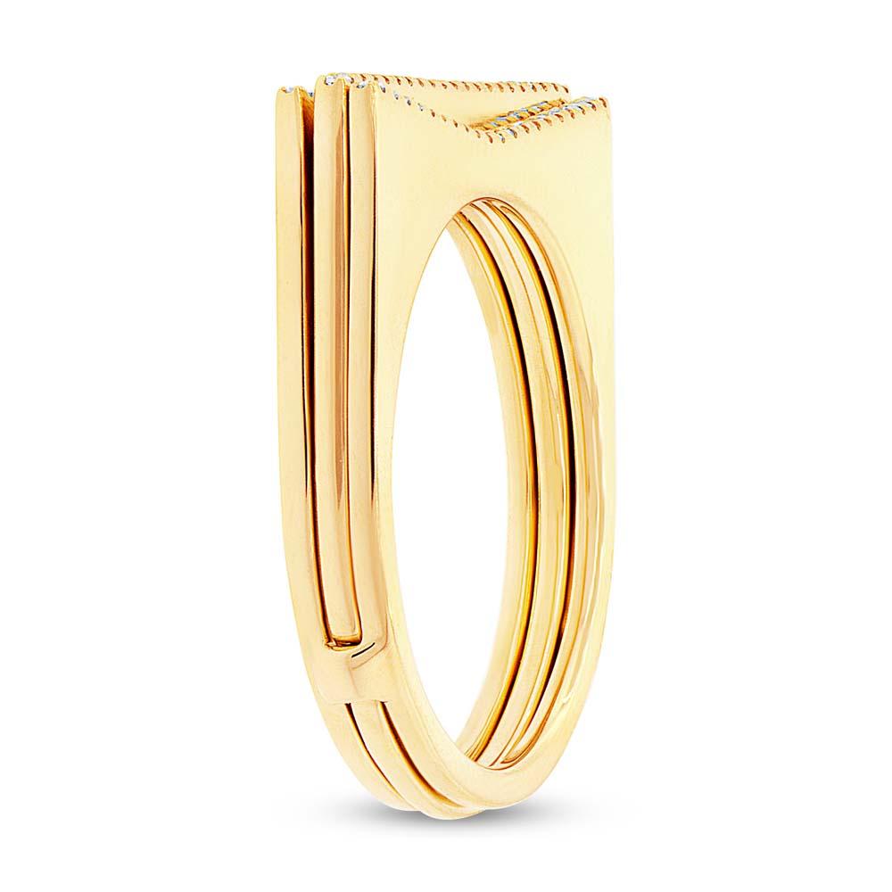 14k Yellow Gold Diamond Puzzle Ring 2-pc - 0.18ct