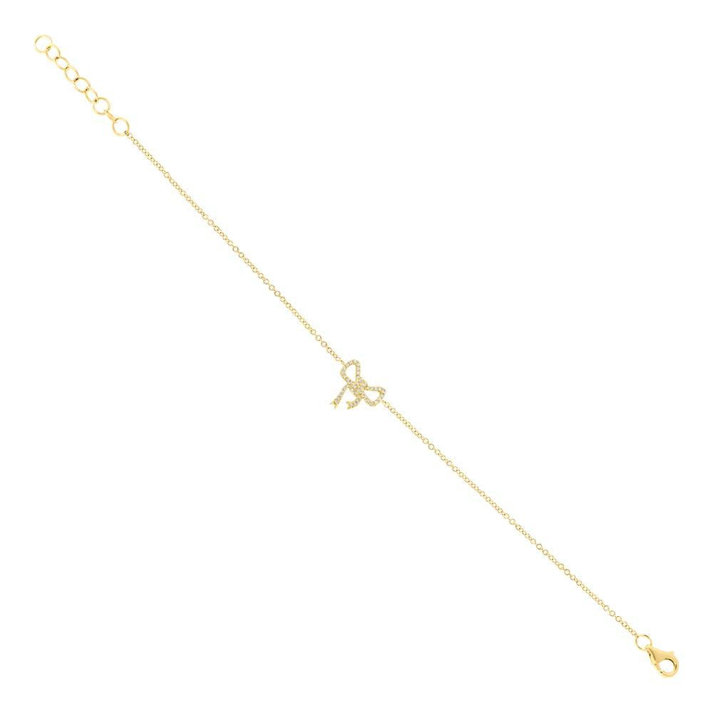 14k Yellow Gold Diamond Bow Bracelet - 0.11ct