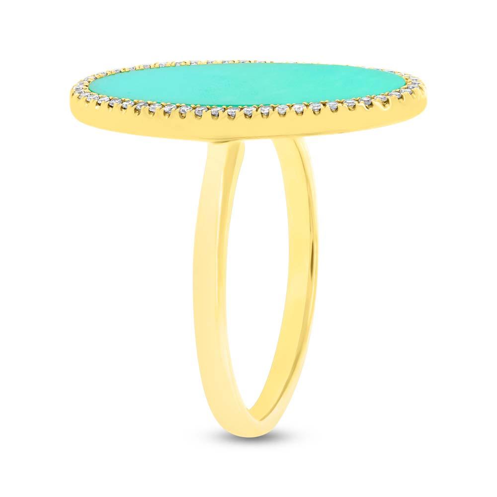 Diamond & 2.40ct Composite Turquoise 14k Yellow Gold Lady's Ring