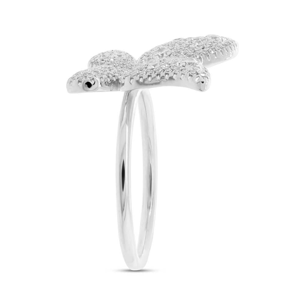 14k White Gold Diamond Butterfly Lady's Ring - 0.72ct
