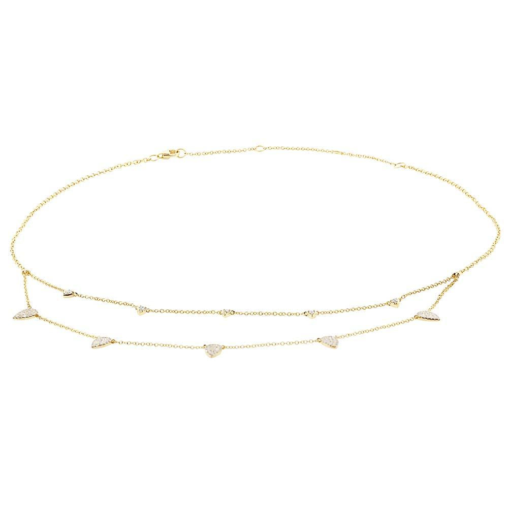 14k Yellow Gold Diamond Pave Necklace - 0.50ct