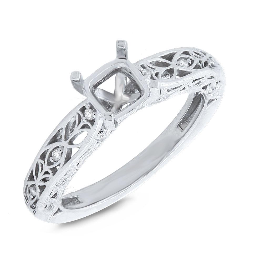 14k White Gold Diamond Semi-mount Ring - 0.11ct