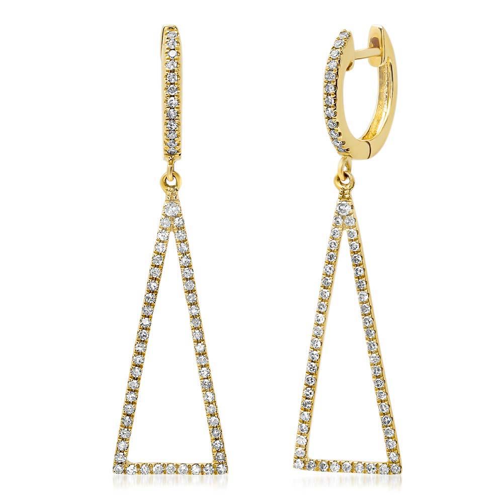 14k Yellow Gold Diamond Triangle Earring - 0.43ct