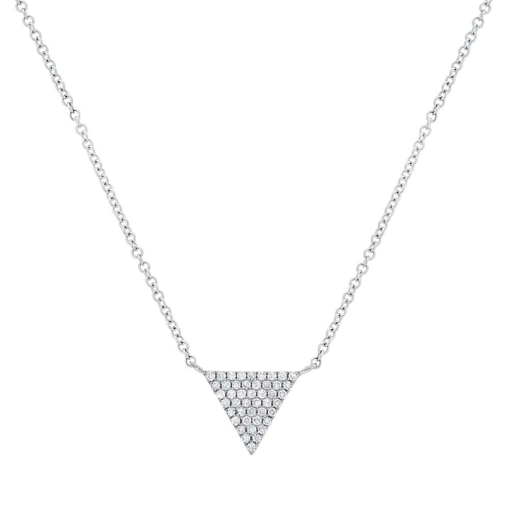 14k White Gold Diamond Pave Triangle Pendant - 0.13ct