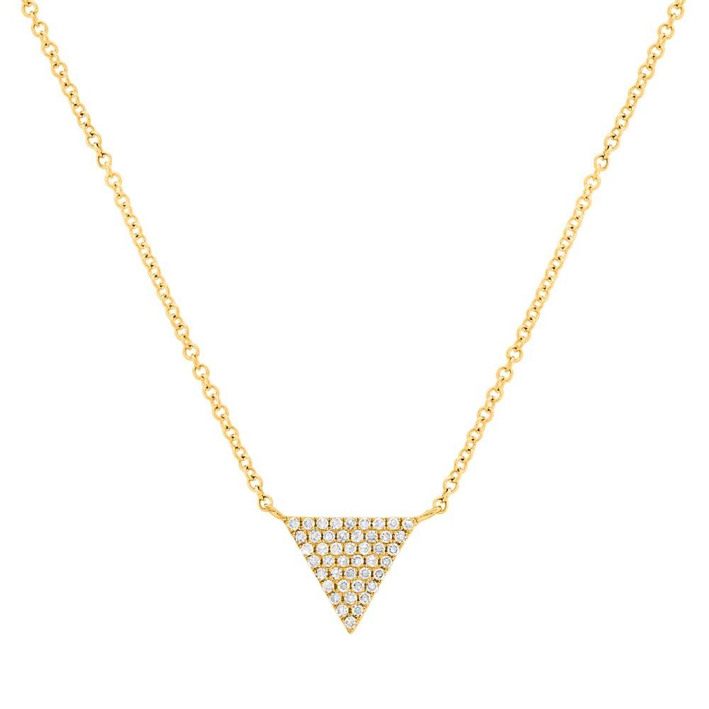 14k Yellow Gold Diamond Pave Triangle Pendant - 0.13ct