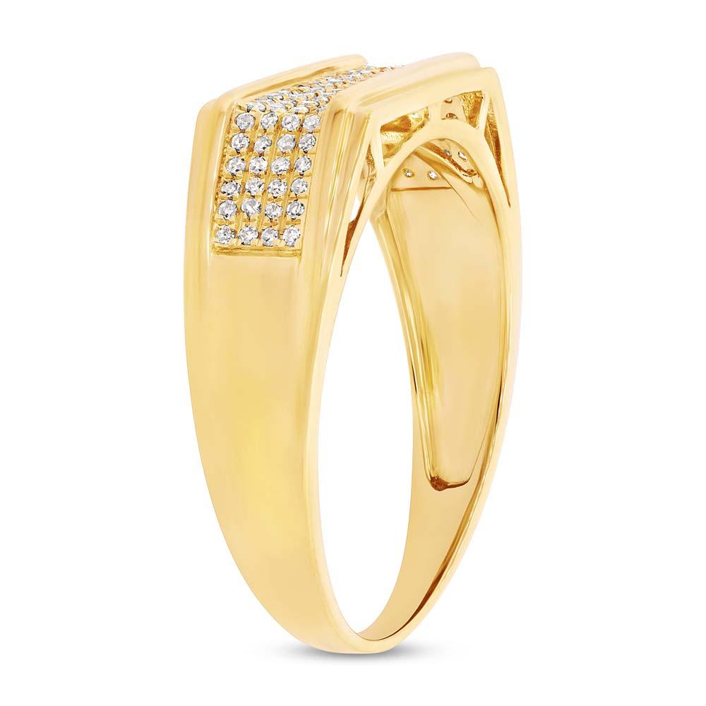14k Yellow Gold Diamond Men's Ring - 0.24ct