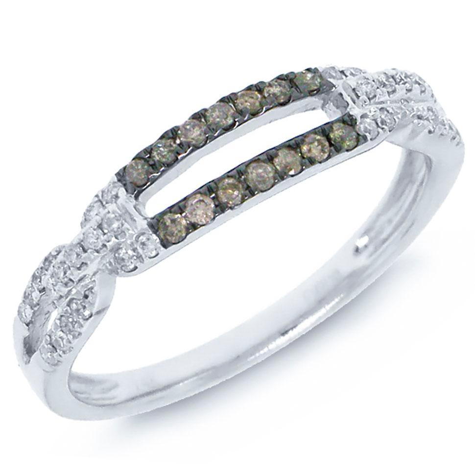 14k White Gold White & Champagne Diamond Lady's Ring - 0.23ct