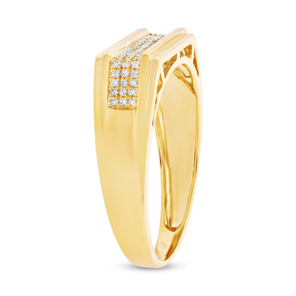 14k Yellow Gold Diamond Men's Ring - 0.19ct