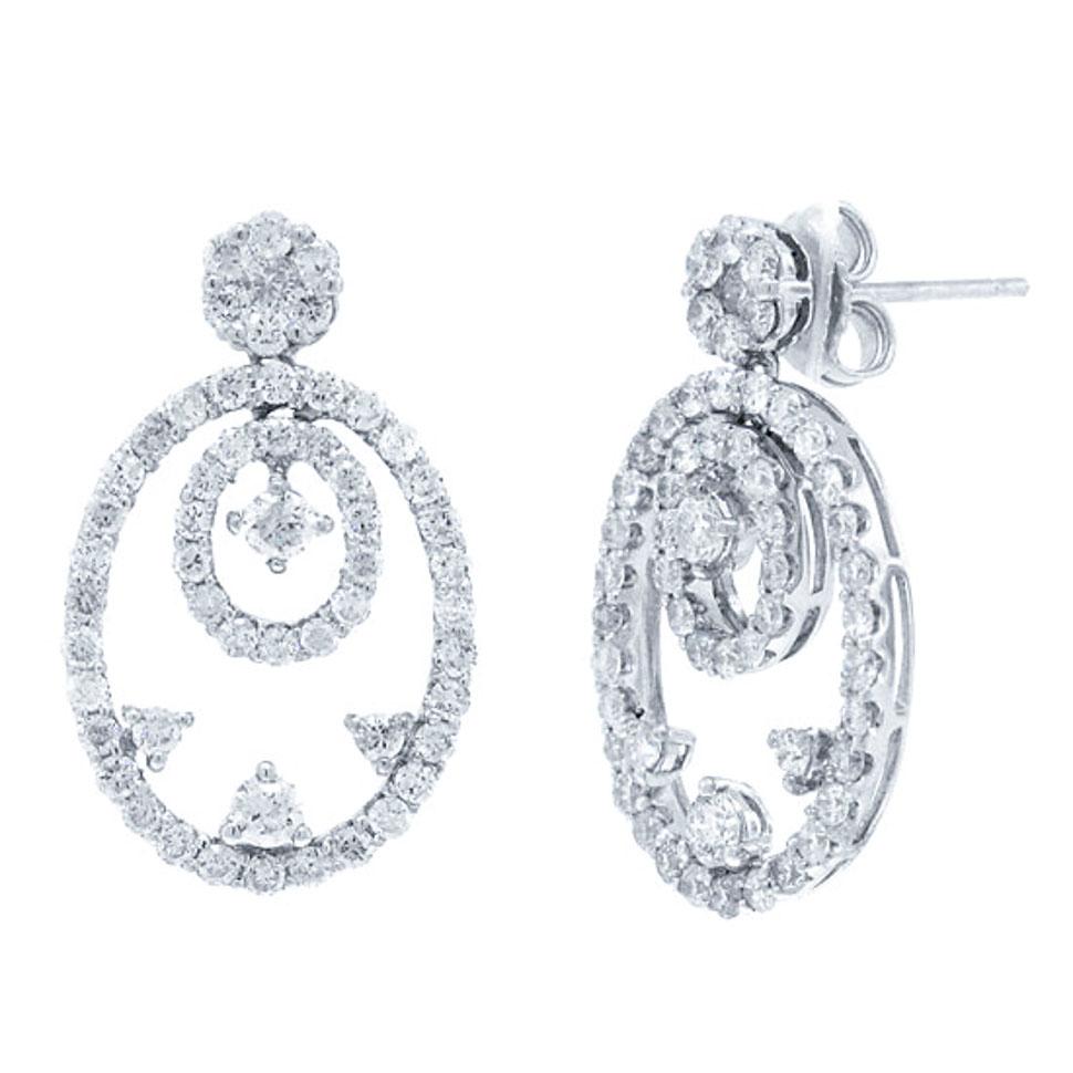 18k White Gold Diamond Drop Earring - 2.10ct