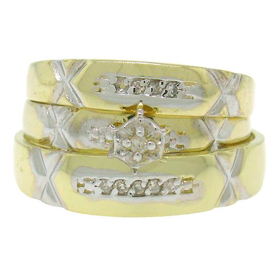 14k Yellow Gold Diamond Trio Set Illusion - 0.10ct