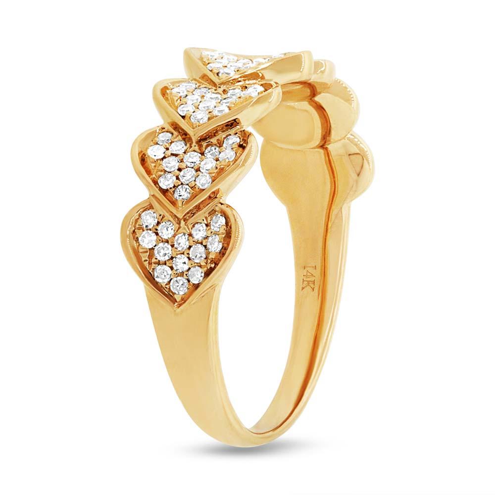 14k Yellow Gold Diamond Pave Heart Lady's Ring - 0.30ct