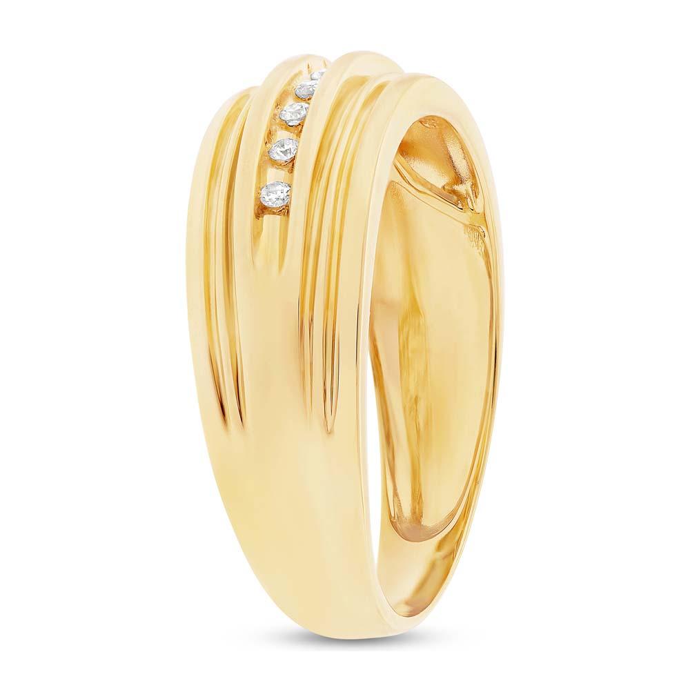 14k Yellow Gold Diamond Men's Band - 0.08ct