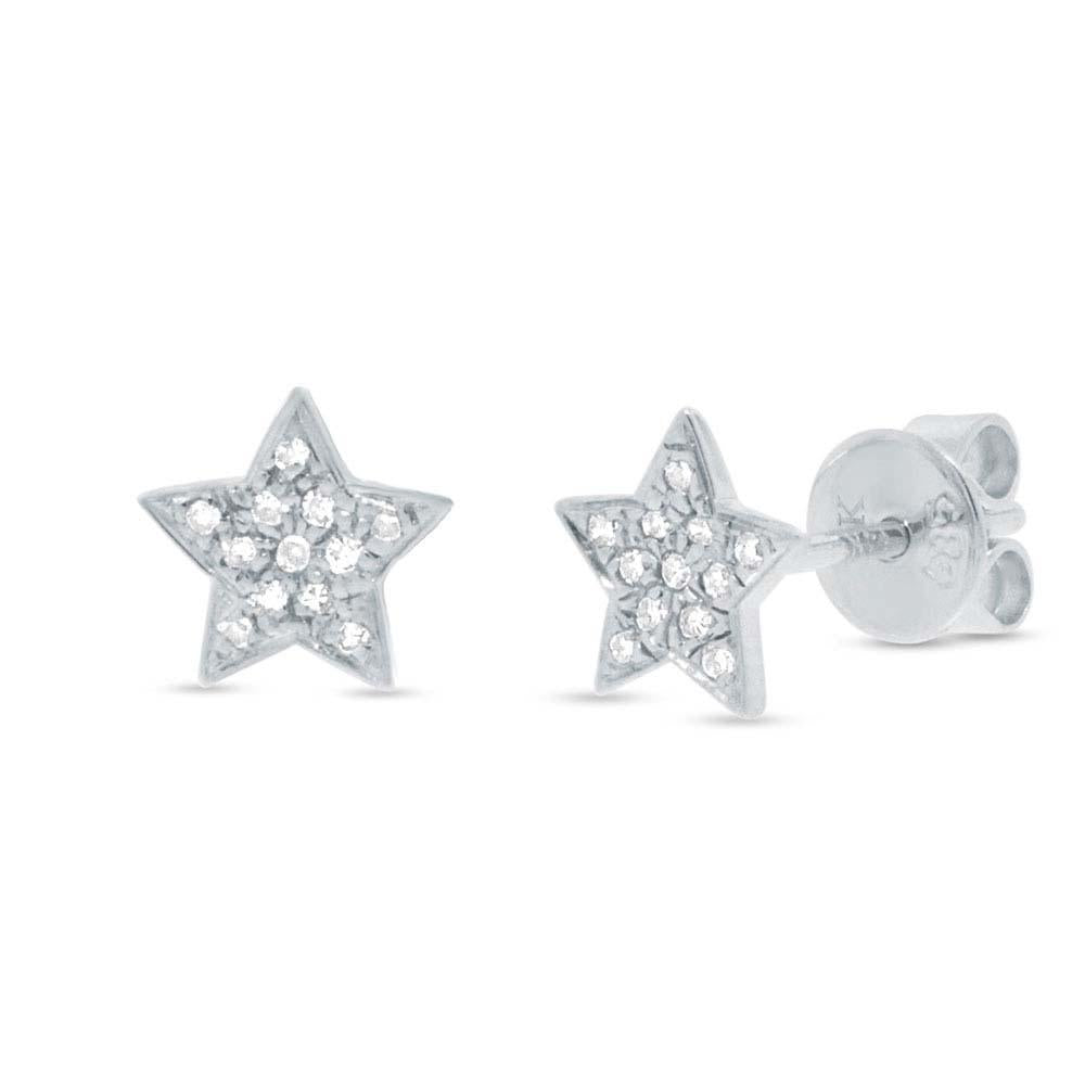 14k White Gold Diamond Star Earring - 0.07ct