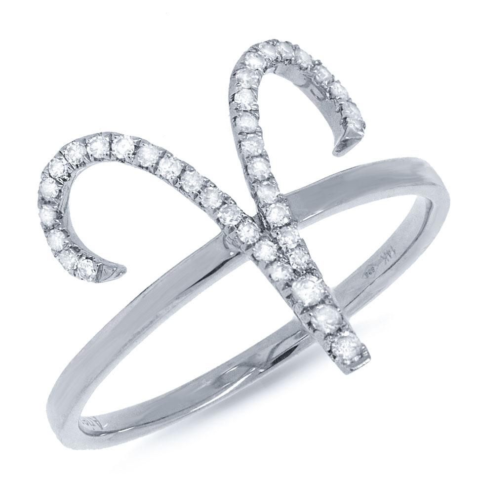 14k White Gold Diamond Zodiac Aries Ring - 0.17ct
