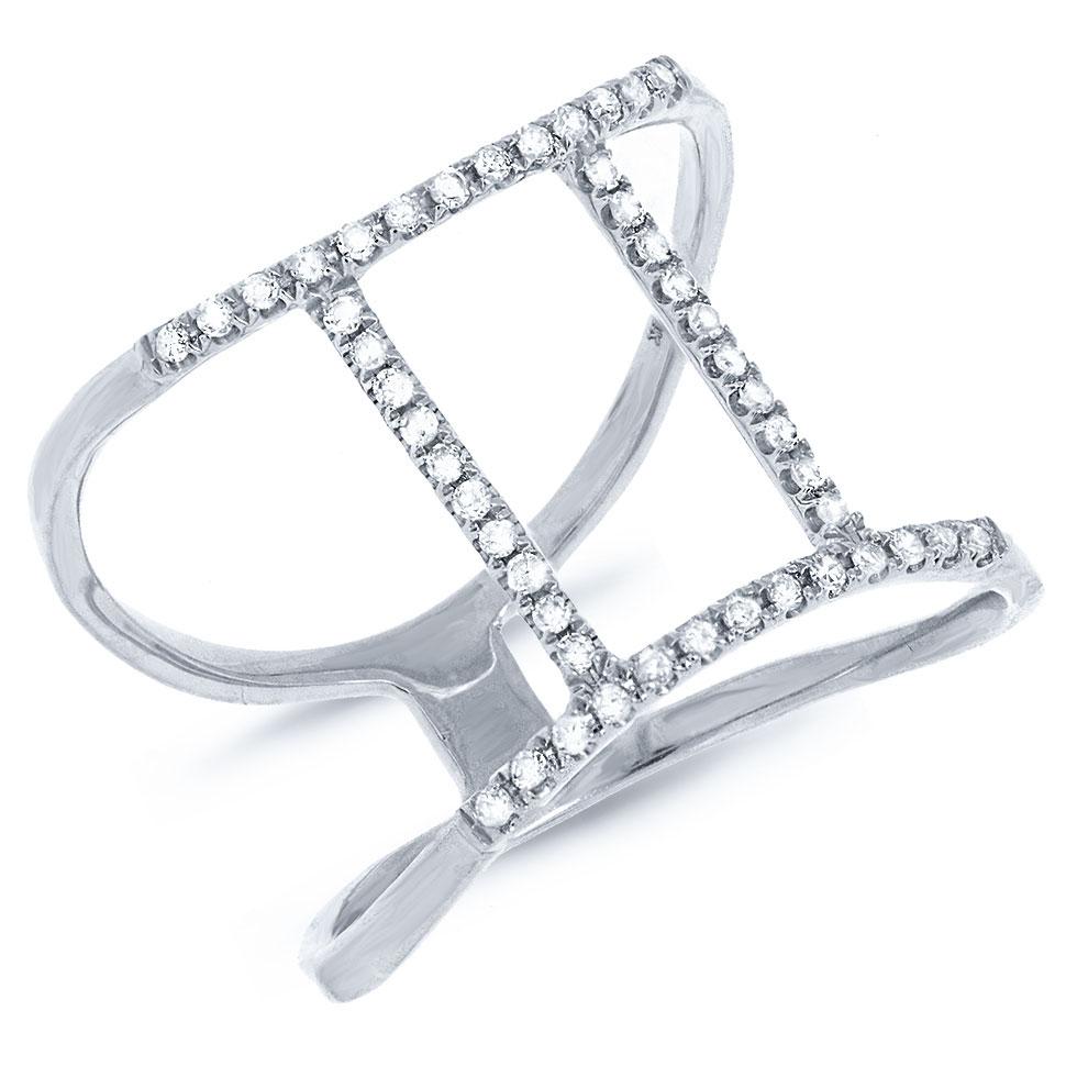 14k White Gold Diamond Zodiac Gemini Ring - 0.18ct