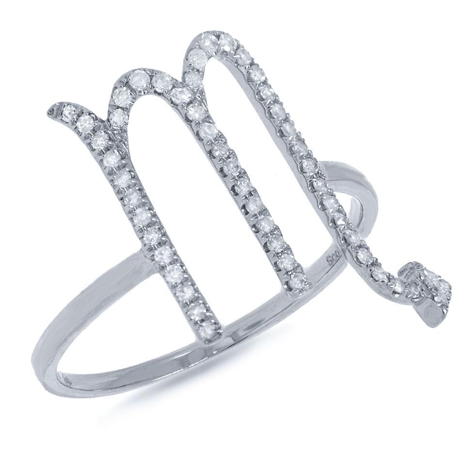14k White Gold Diamond Zodiac Scorpio Ring - 0.21ct