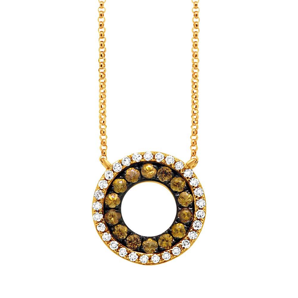 Diamond & 0.20ct Yellow Sapphire 14k Yellow Gold Necklace - 0.09ct