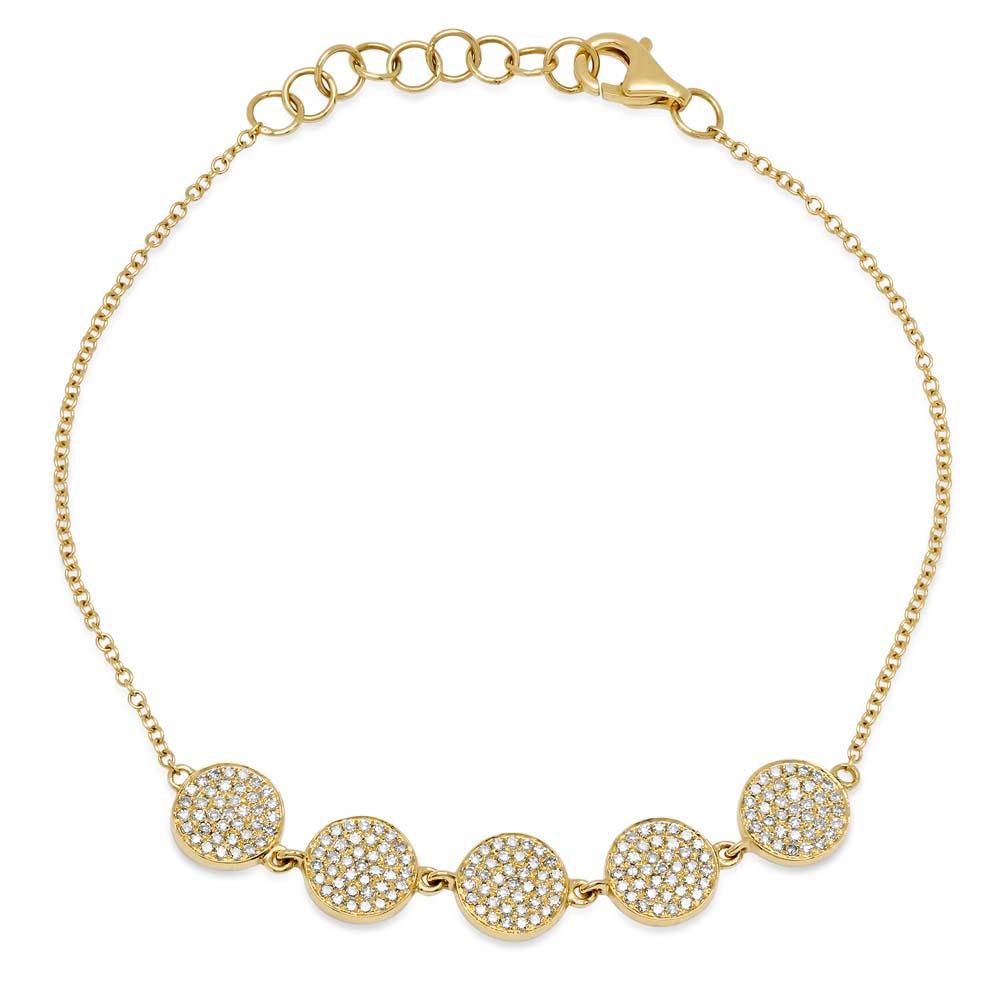 14k Yellow Gold Diamond Pave Circle Bracelet - 0.46ct
