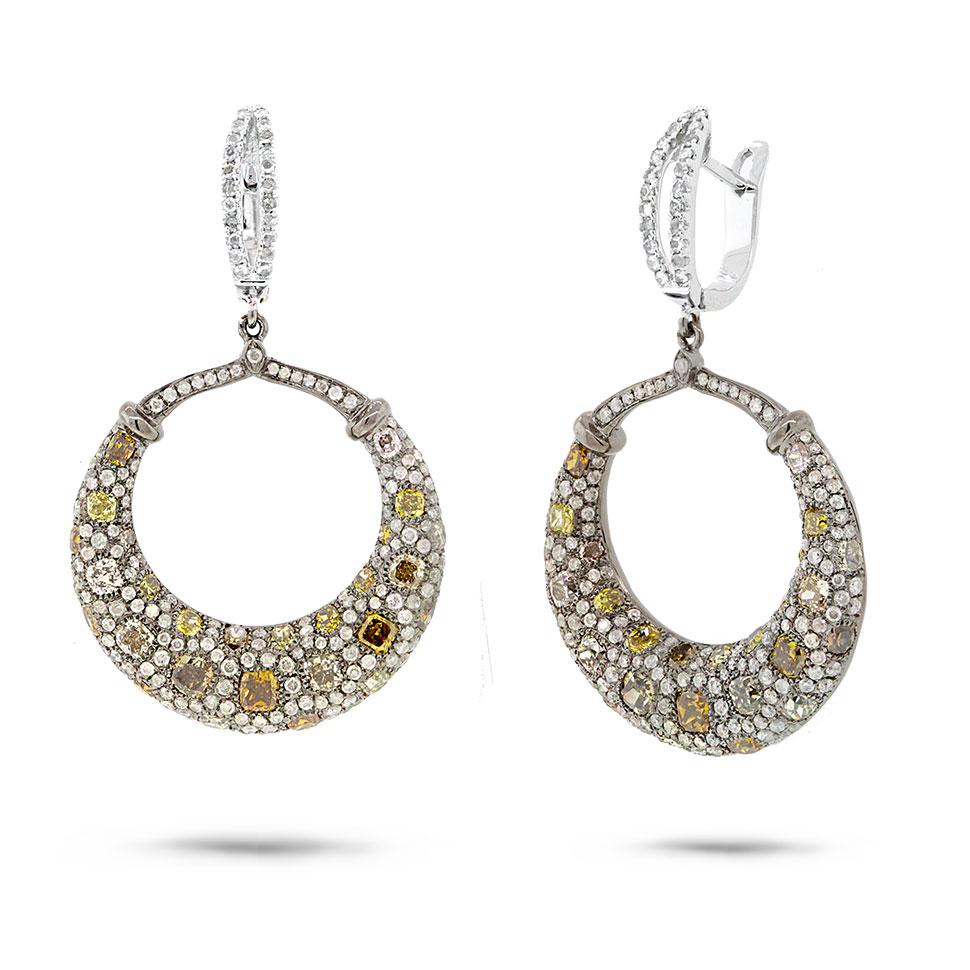 18k Black Rhodium Gold Fancy Color Diamond Earring - 5.75ct