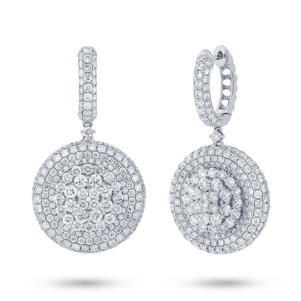18k White Gold Diamond Pave Earring - 7.43ct