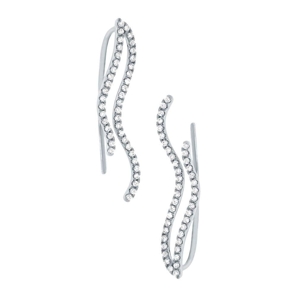 14k White Gold Diamond Ear Crawler Earring