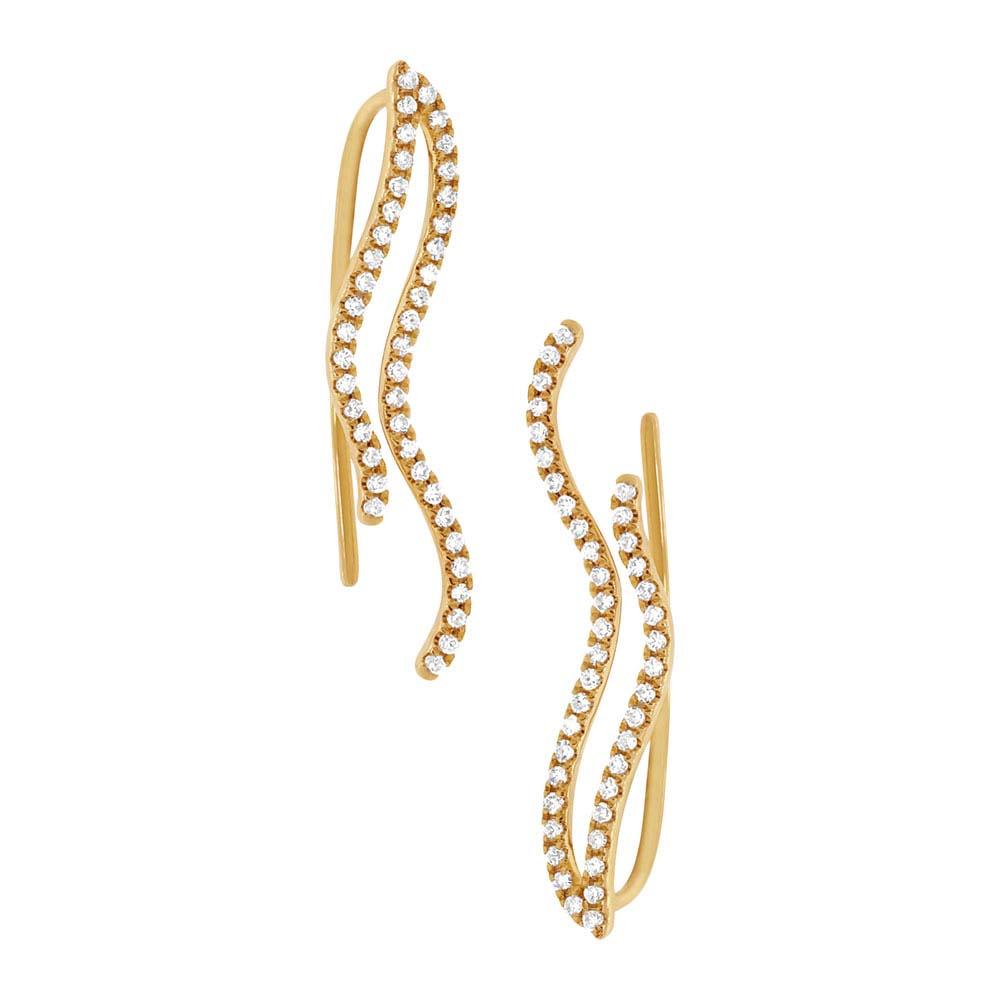 14k Yellow Gold Diamond Ear Crawler Earring