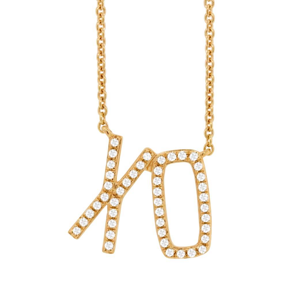 14k Yellow Gold Diamond ''XO'' Pendant - 0.13ct