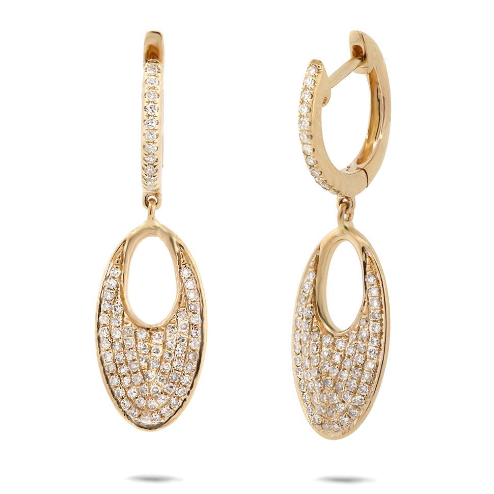 14k Yellow Gold Diamond Pave Earring - 0.43ct