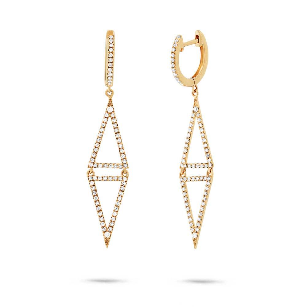 14k Yellow Gold Diamond Triangle Earring - 0.49ct