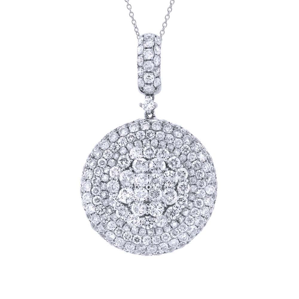 18k White Gold Diamond Pave Pendant - 5.04ct