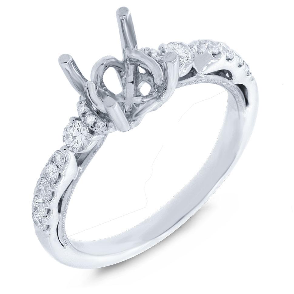 14k White Gold Diamond Semi-mount Ring for 1.00ct Center - 0.34ct