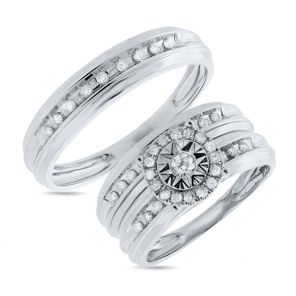 14k White Gold Diamond Trio Set - 0.43ct