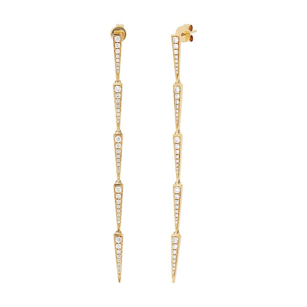 14k Yellow Gold Diamond Triangle Earring - 0.83ct