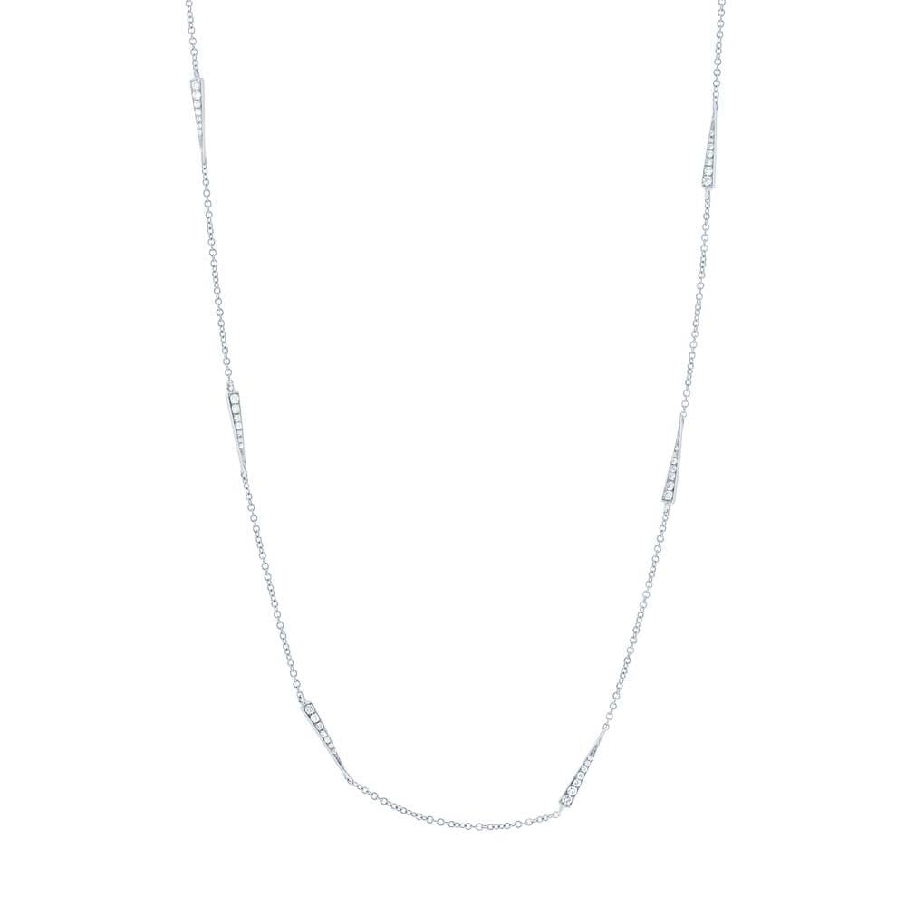 14k White Gold Diamond Triangle Necklace - 0.83ct V0054