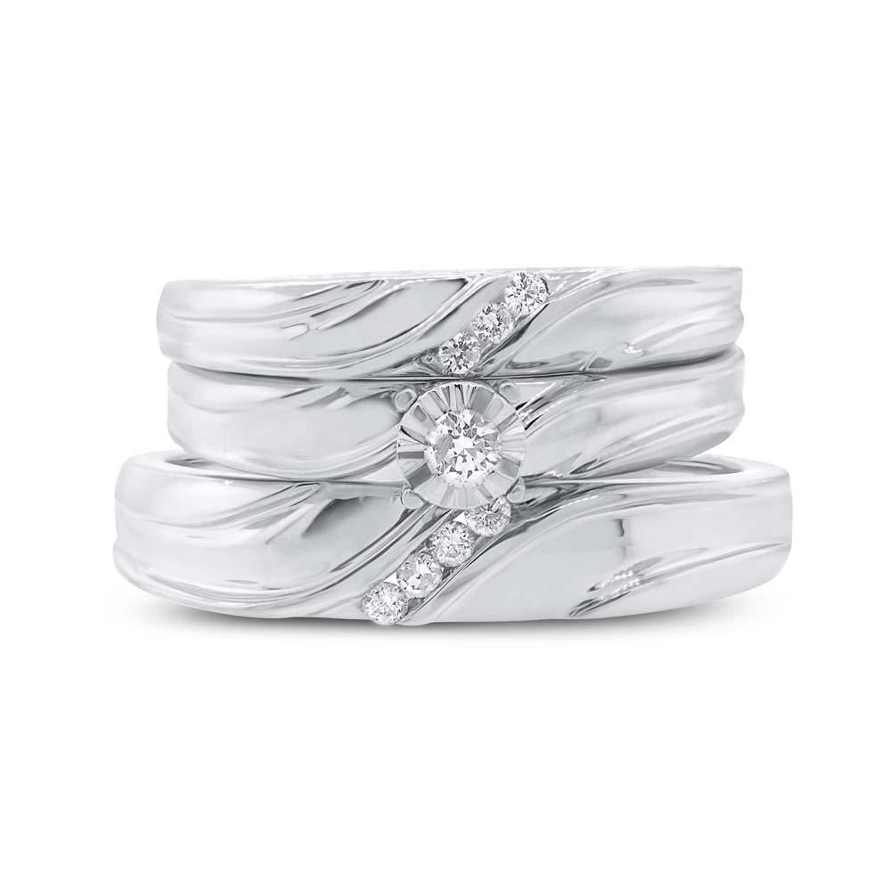 14k White Gold Diamond Trio Set - 0.19ct
