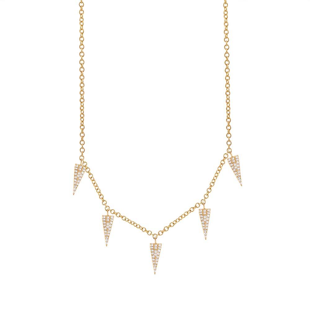 14k Yellow Gold Diamond Pave Triangle Necklace - 0.23ct