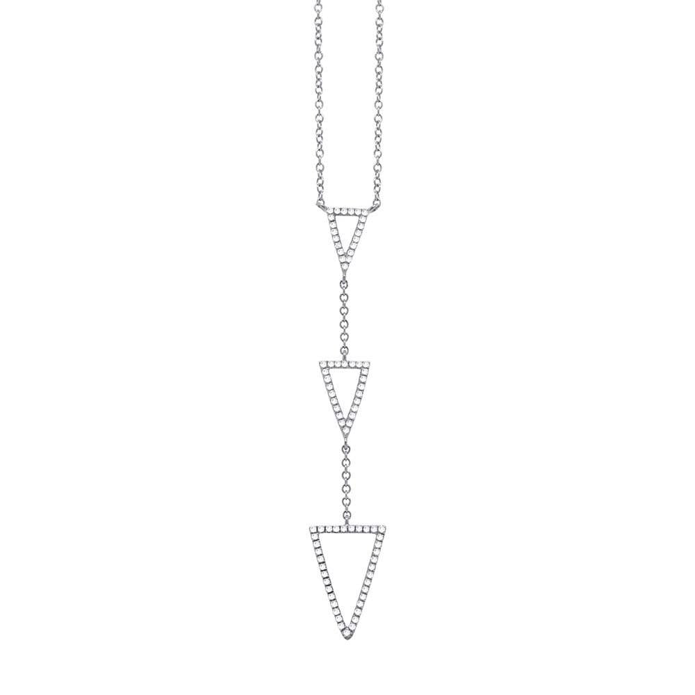 14k White Gold Diamond Triangle Lariat Necklace - 0.20ct V0048